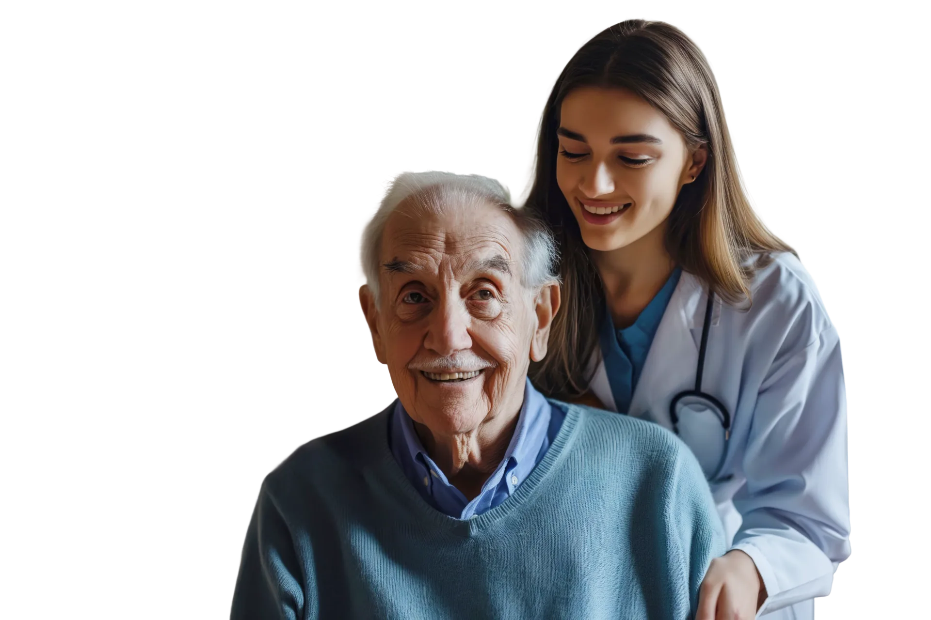Care worker supporting an older person