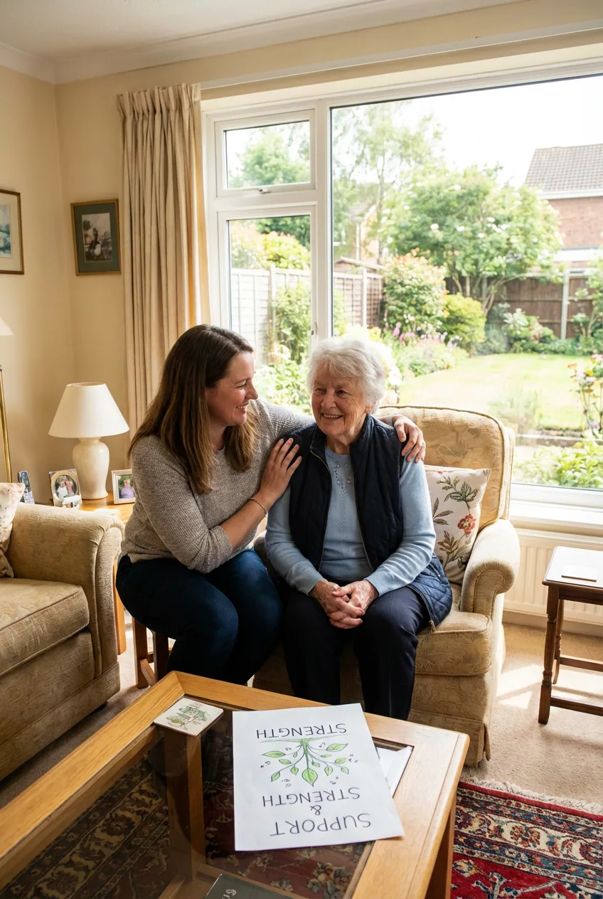 Family and care worker discussing support