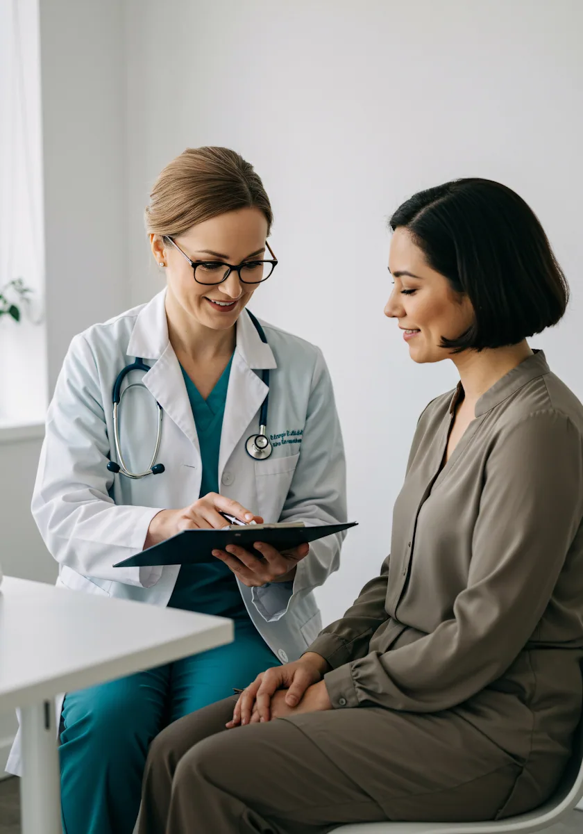 Doctor discussing care options with a woman