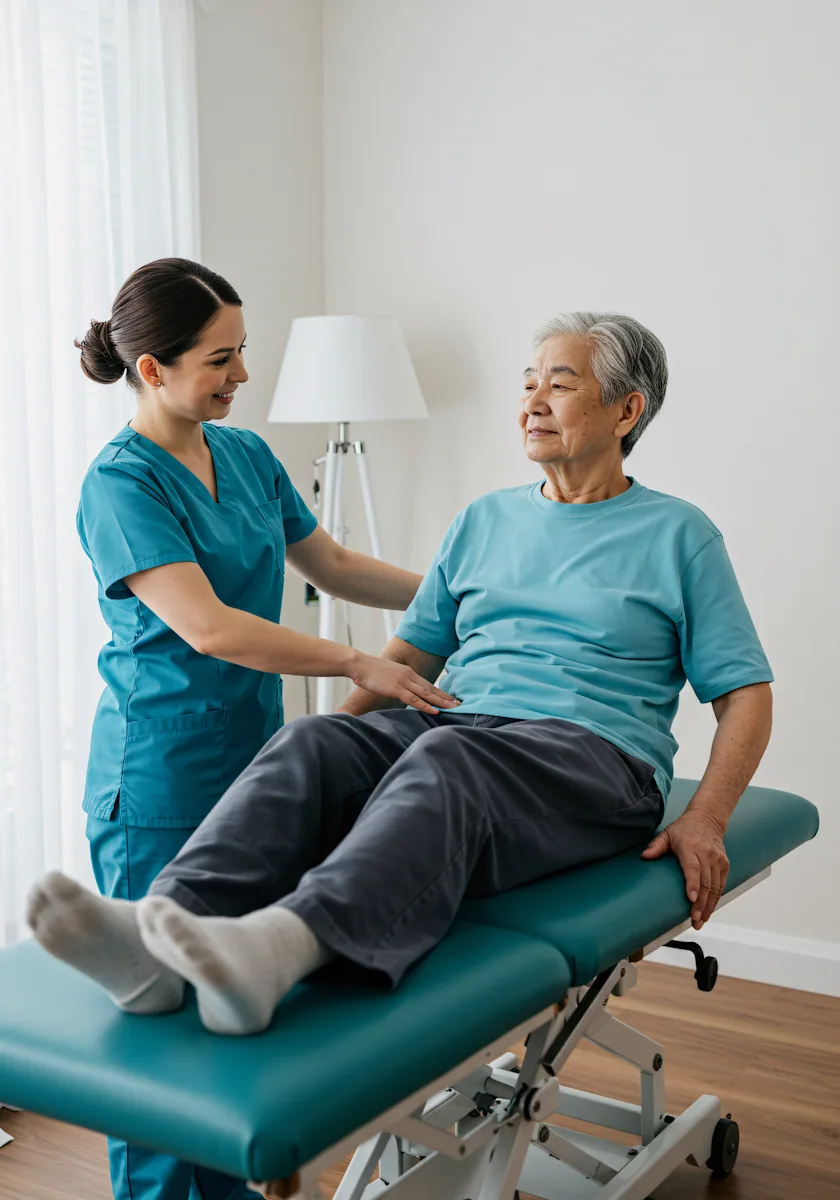 Care worker supporting an older person at home